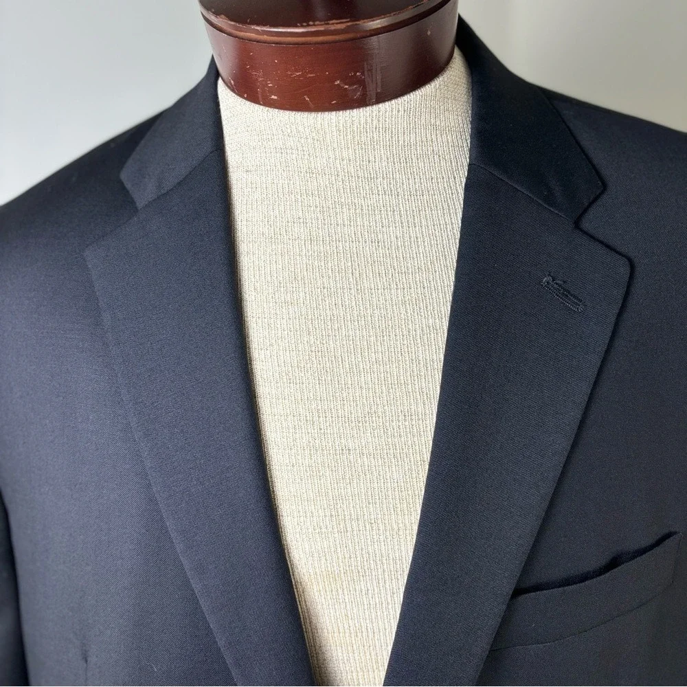 Ralph Lauren Sport Coat Blazer‎ Size 46R Black Wool Suit Jacket Made in Canada